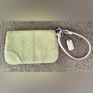 Vintage Coach Chartreuse Lime Green Wristlet Wallet